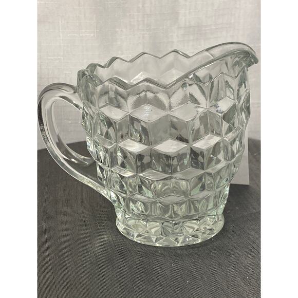 VTG Fostoria American Pressed Clear Glass CREAMER Cubist pattern EUC - Picture 10 of 14